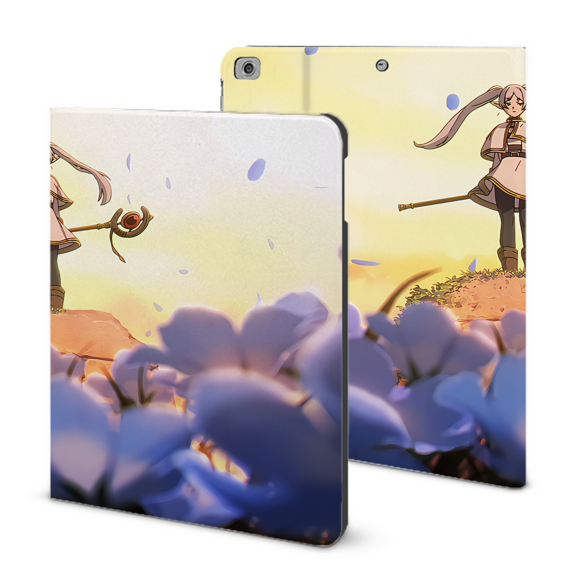 （画像用） 葬送のフリーレン Frieren IPad ケース ブック型 PUレザー TPU 耐衝撃 軽量 薄型 ペン収納なし 全面保護 IPad 各モデル対応